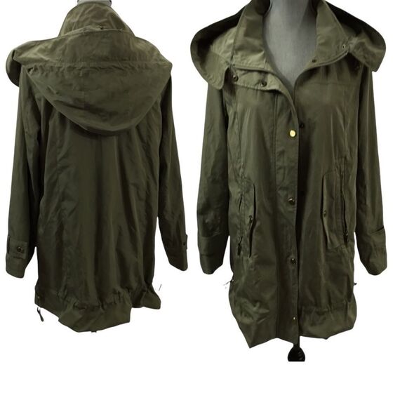 Gallery New York Olive Hooded Jacket. Many Zipper Pockets. Size M. - Picture 1 of 10